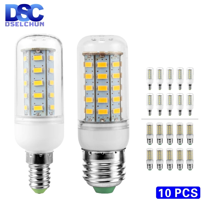 

10pcs/lot LED Bulb E27 E14 Corn Bulb 24 36 48 56 69 72LEDs SMD5730 220V LED Lamp Chandelier Candle LED Light For Home Decoration