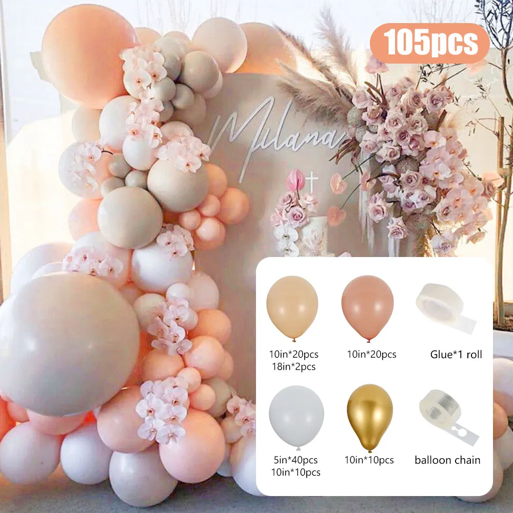 

105pcs Morandi Color Balloon Chain Set Birthday Party Wedding New Year Decoration Supplies Macaron Balloon Combination