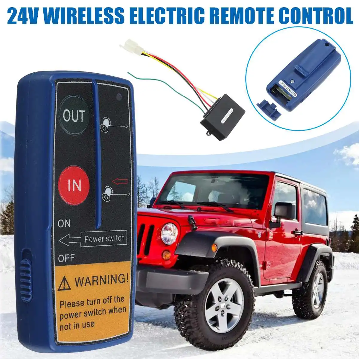 

New 2.4G 24V 50M Digital Wireless Winches Remote Control Recovery Kit For Jeep SUV Black Blue With Receiver 17000lb