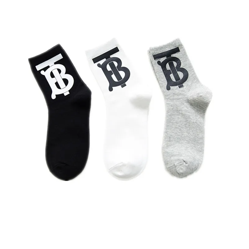 

Thermoprint Letter TB VIVI Street Tide Black White Men's SOCK Fashion Joker Pure Cotton Women In the Stockings