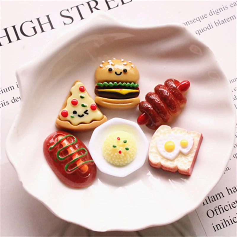 10 шт. добавки для слаймов Boxi милые Подвески из смолы в виде яйца гамбургера новый