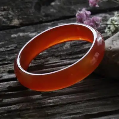 

Zheru Jewelry Natural Agate Chalcedony Red 54-62mm Bracelet Elegant Princess Jewelry Best Gift