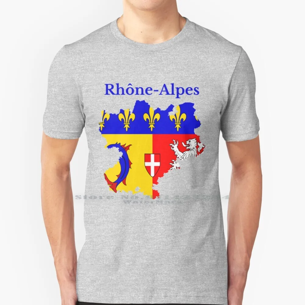 Карта Rhone ALPS Франция французский регион. Футболка из 100% хлопка с французским