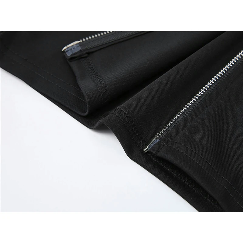 

Gothic Punk Heart Zipper Black Crop Tops Women's 2021 Summer New Streetwear Basic Blouse Harajuku Casual Polo Collar Tide