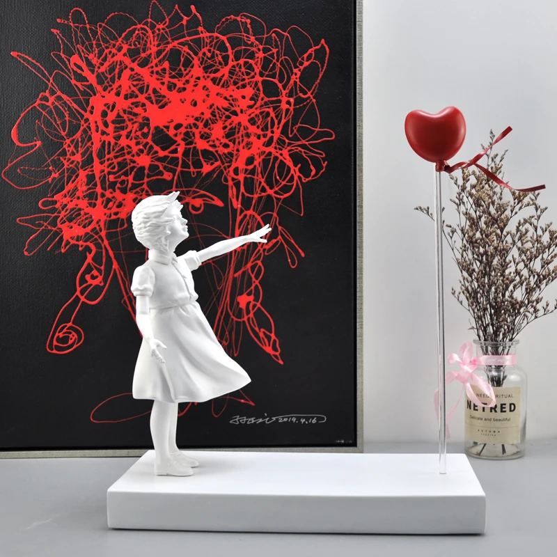

Modern Art Banksy flying Balloon Girl Art Sculpture Resin Craft Home Decoration Christmas Luxurious Gift figurine