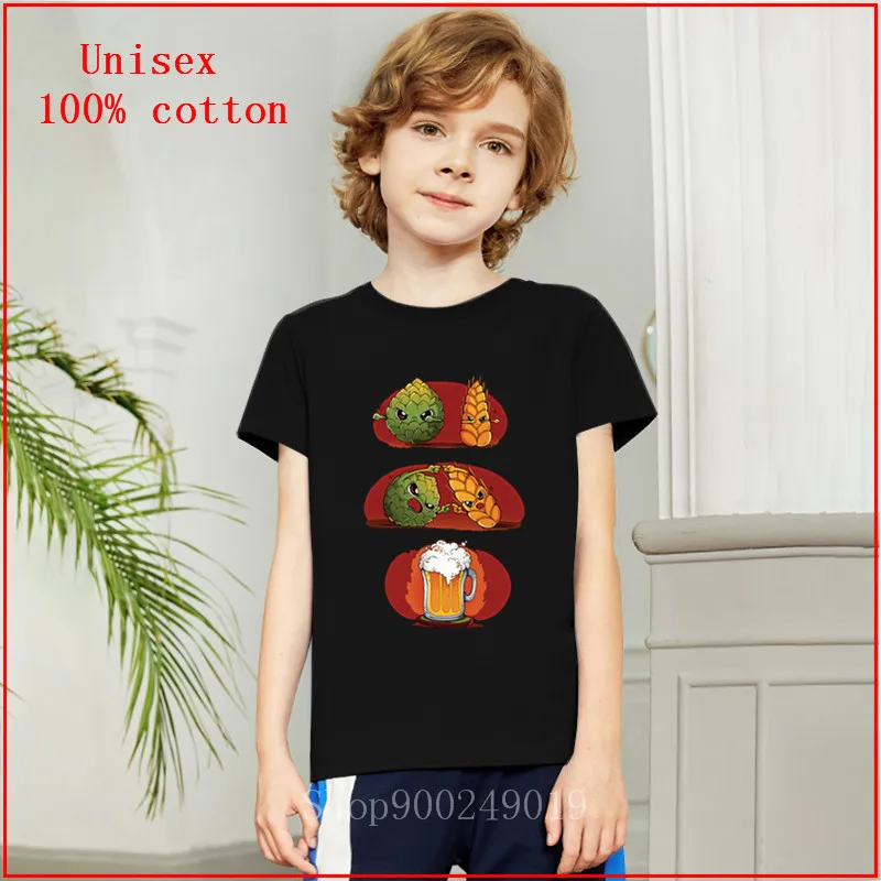 Детская Хлопковая футболка с коротким рукавом аниме принтом пива-фьюжн 2020 хлопок