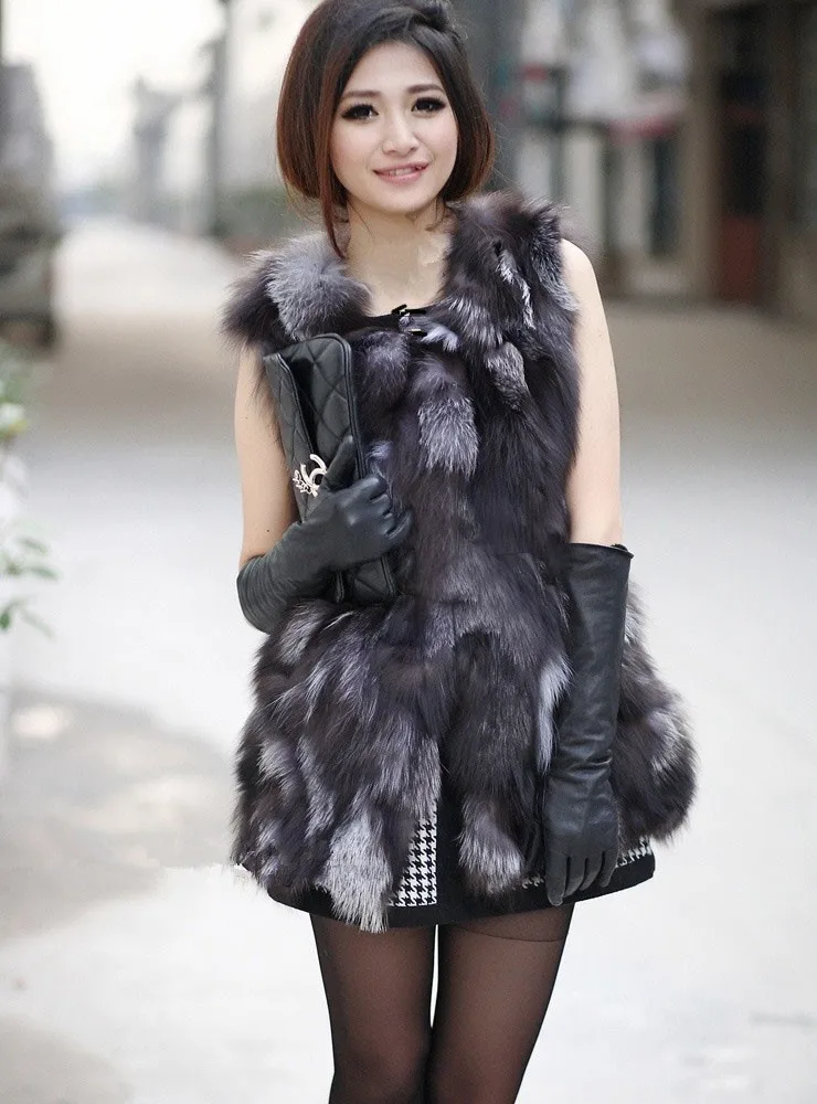 New women's Real genuine natural fox fur vest lady's fashion jacket gilet warm winter custom any big size
