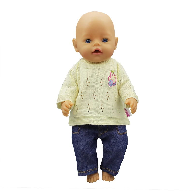 Новинка 1 комплект = свитер + кукольные джинсы одежда для детей 17 дюймов 43 см кукла