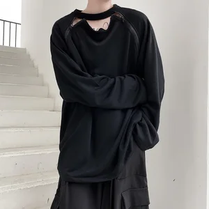 Футболка мужская, женская, с воротником на молнии, свободная, в стиле хип-хоп