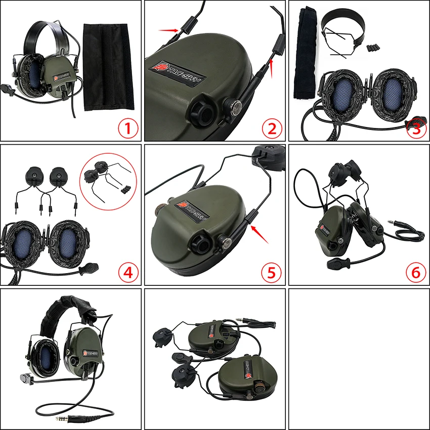 TAC-SKY Tactical Electronic Noise Cancelling Silicone Earmuffs TEA Hi-Threat 1 Outdoor Airsoft Shooting Headphones-FG
