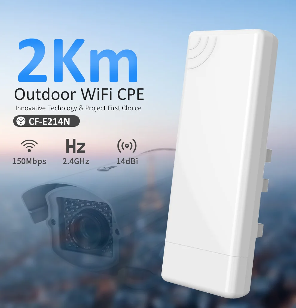 COMFAST 2 4G Wifi мост 3 км CPE48V POE Wi-Fi маршрутизатор 150 Мбит/с Открытый CPE встроенный