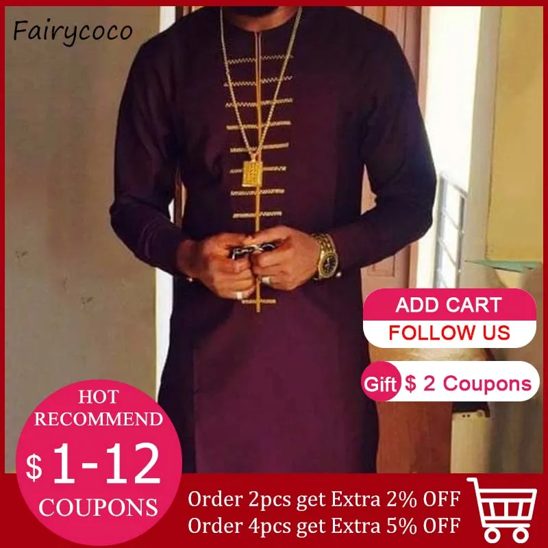 Футболка мужская с длинным рукавом традиционная африканская одежда рубашка в