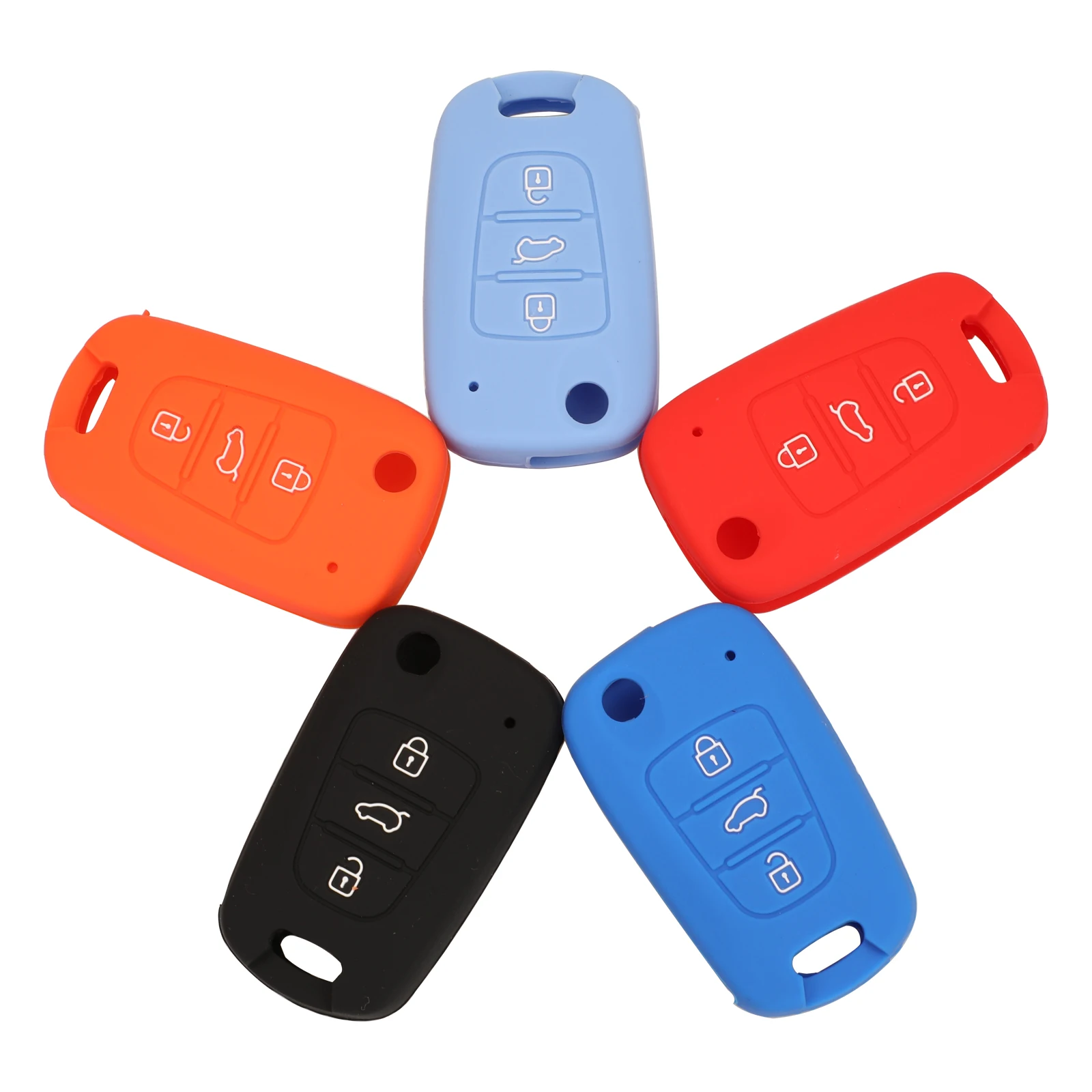 

jingyuqin New 15pcs Remote 3BTN Silicone Folding Flip Rubber Car Key Cover Case For Hyundai i20 i30 i35 iX20 iX35 Solaris Verna