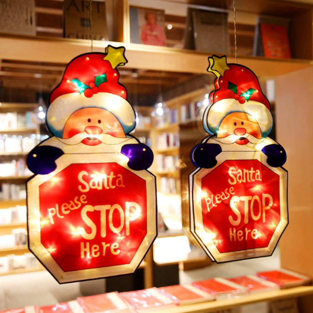 

Christmas Decoration Lighted Window Hanging Decor Xmas Lights with Suction Cup Hook for Christmas Party Showcase Window Home