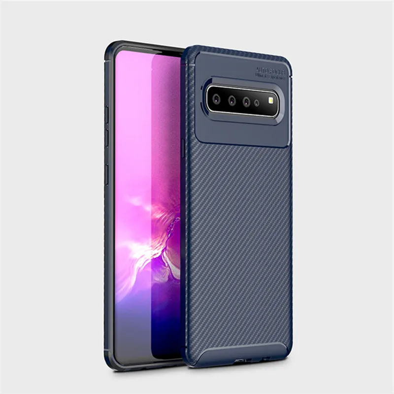Углерода для задней панели телефона чехол s для samsung Galaxy S9 S10 плюс 5G Note 9 10 Pro Чехол J2 Core J3 J7 J4 J6 J8 A6 A7 A8 силиконовый чехол - Цвет: Blue
