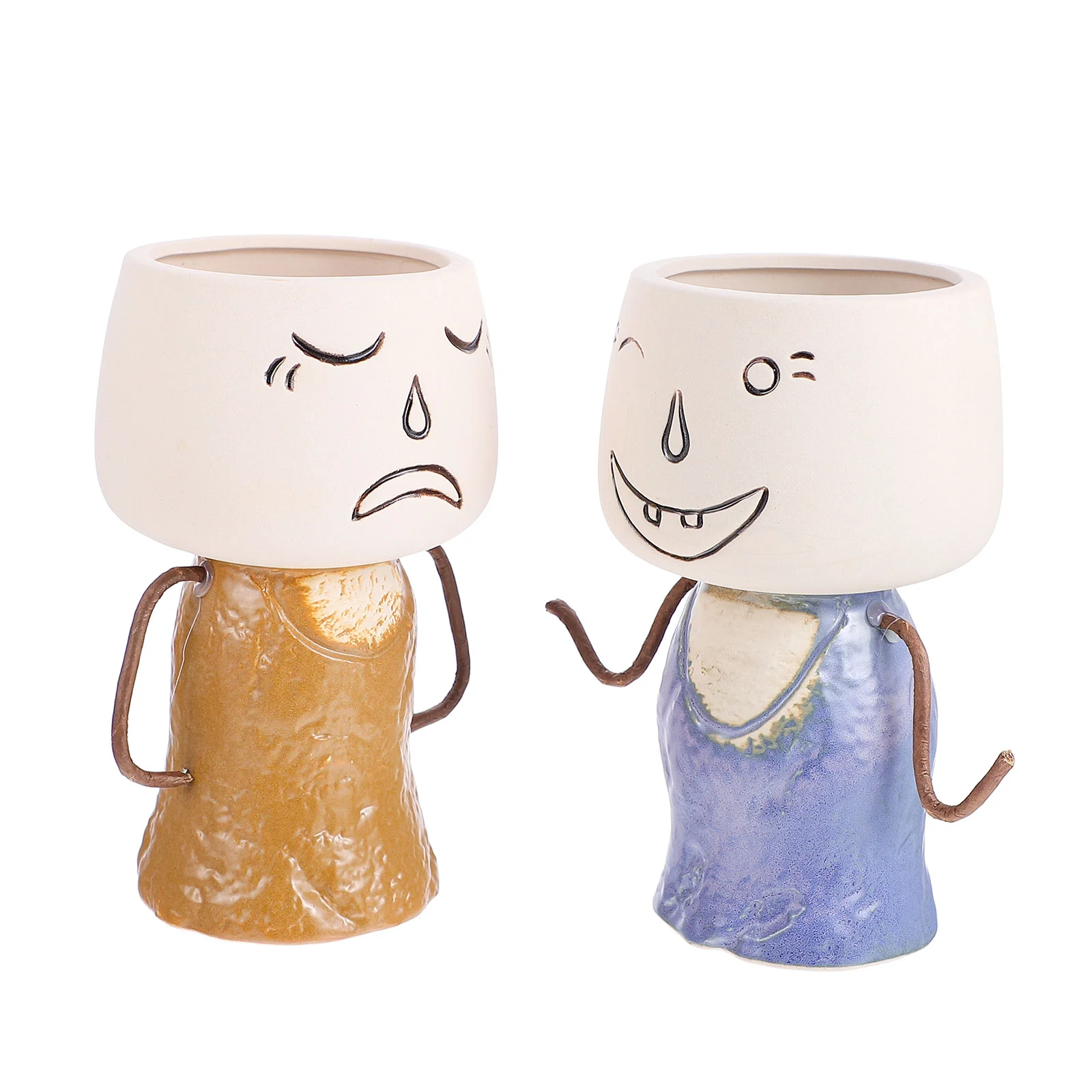 

2Pcs Ceramic Human Shaped Planter Unique Garden Plant Pot (Random Color)