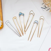 japanese style u shape hair sticks bun hairpins retro simple gold alloy updo hair fork clips women lady styling tool accessories