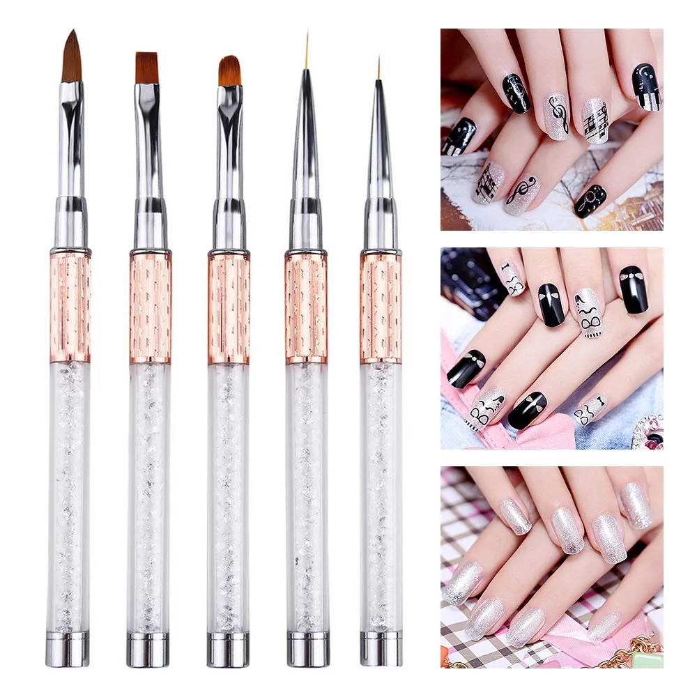 

Nail Art Brush Metal Acrylic Liquid Powder Carving UV Gel Extension Builder French Flower Stripe Painting Drawing Liner Brushes