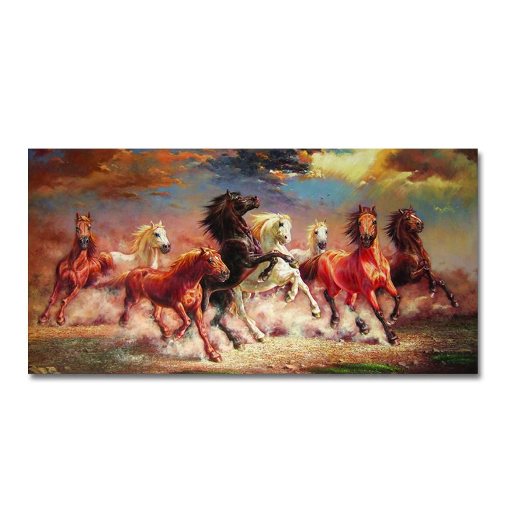 Восемь лошадей картина маслом ручная роспись лошадь атмосферные настенные