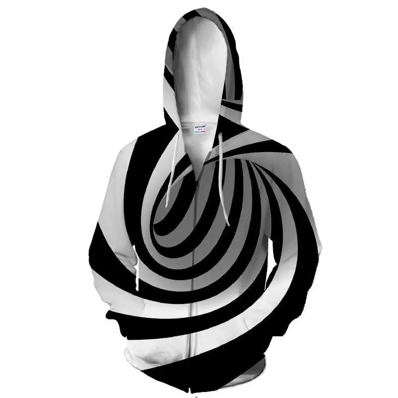 Мужские толстовки на молнии уличная одежда с капюшоном черно белые куртки в