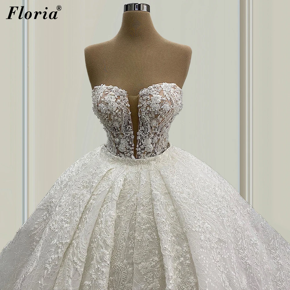 

Plus Size Vintage Wedding Dresses 2021 Strapless Pearls Sexy Wedding Gowns Lace Robe De Mariage Chapel Brides Dresses Custom