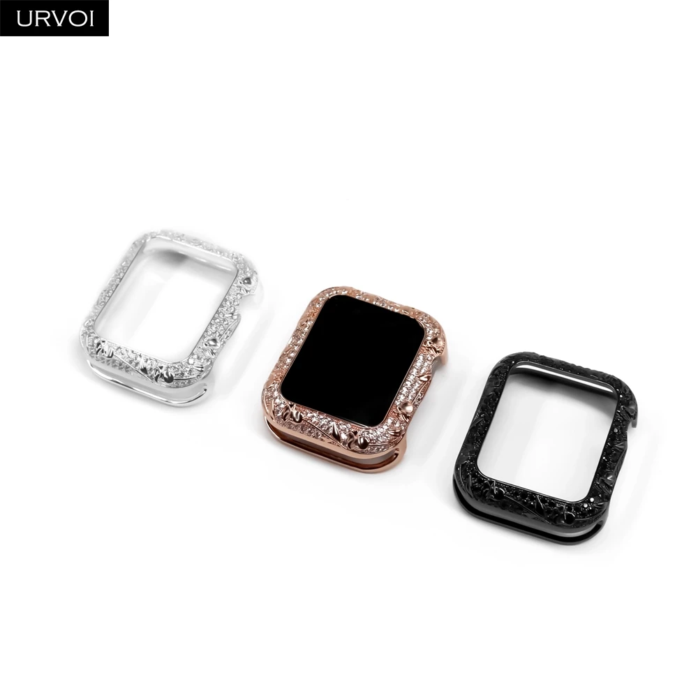 Чехол URVOI с вырезами для Apple Watch series 6 SE 5 4 3 2 1 металлический бампер блестками защита