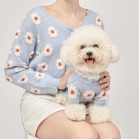 dog clothes autumn print wool knit sweater dog clothes small fresh and cute dog sweater parent child clothes