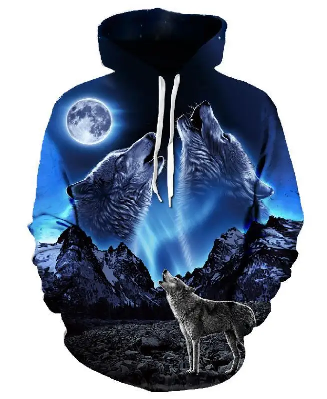 

2021 brand new fashion animal 3D printed hoodie, men and women personalized design sweatshirt night Wolf harajuku hoodie pullove