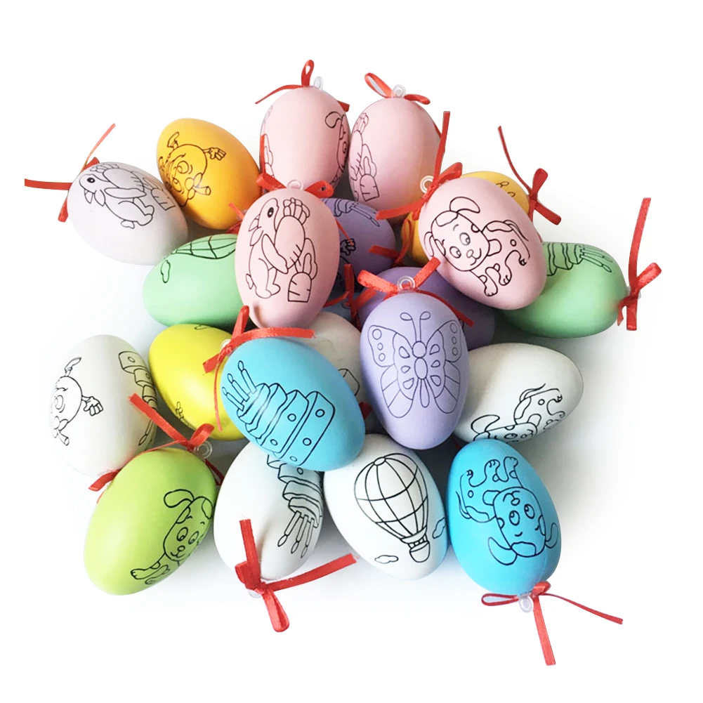 

1 набор пластиковых пасхальных яиц, украшения для счастливой Пасхи, окрашенные яйца, подвесное украшение «сделай сам», подарок для детей, иг...