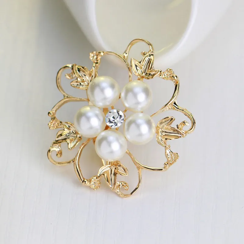 Женская брошь с имитацией жемчуга стразы булавка заколка хрустальный полый