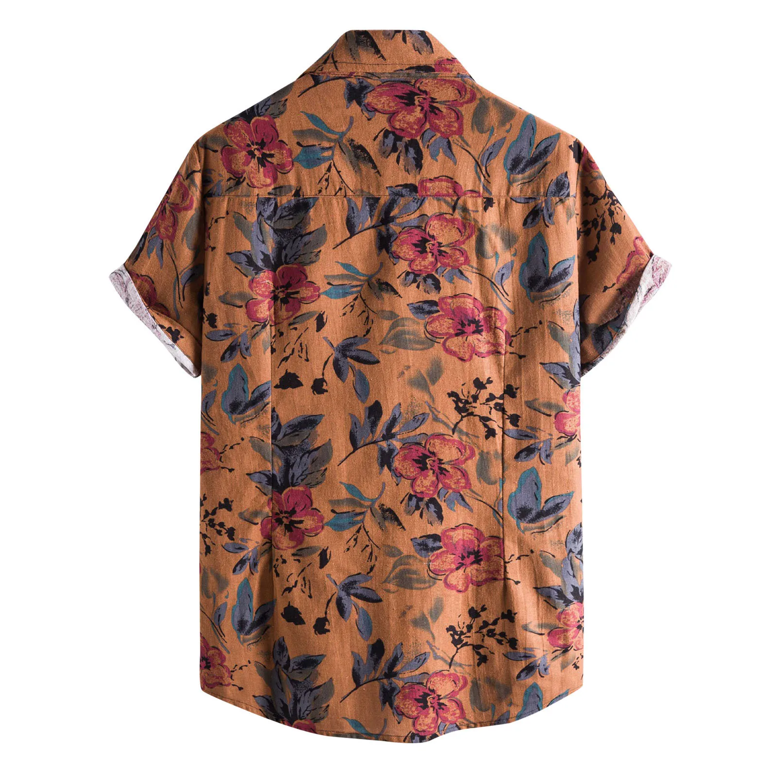 

60# 2021 Hawaiian Shirts For Men Summer Fashion Casual Flower Shirt Short Sleeve Casual Turn-down Collar Men Clothing Chemise