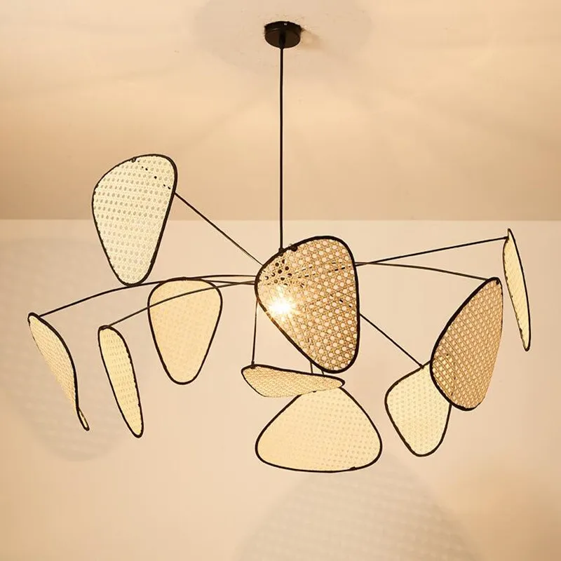 

Leaf Grid Rural Hand Made Rattan Pendant lights Southeast Asia Simplicity Living Room Lighting Dining Room Bedroom home Decor