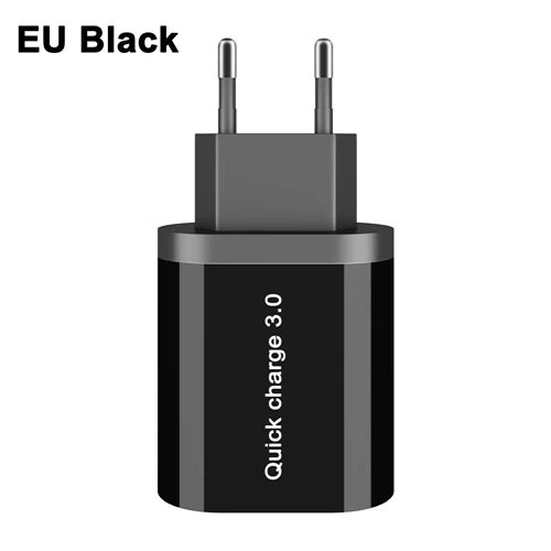 OREY 24W QC 3.0 Fast Charger, 4.8A Max 3 Port USB Charger Adapter Quick Charge 3.0 For Samsung/Xiaomi/Huawei Charger - Тип штекера: EU Black