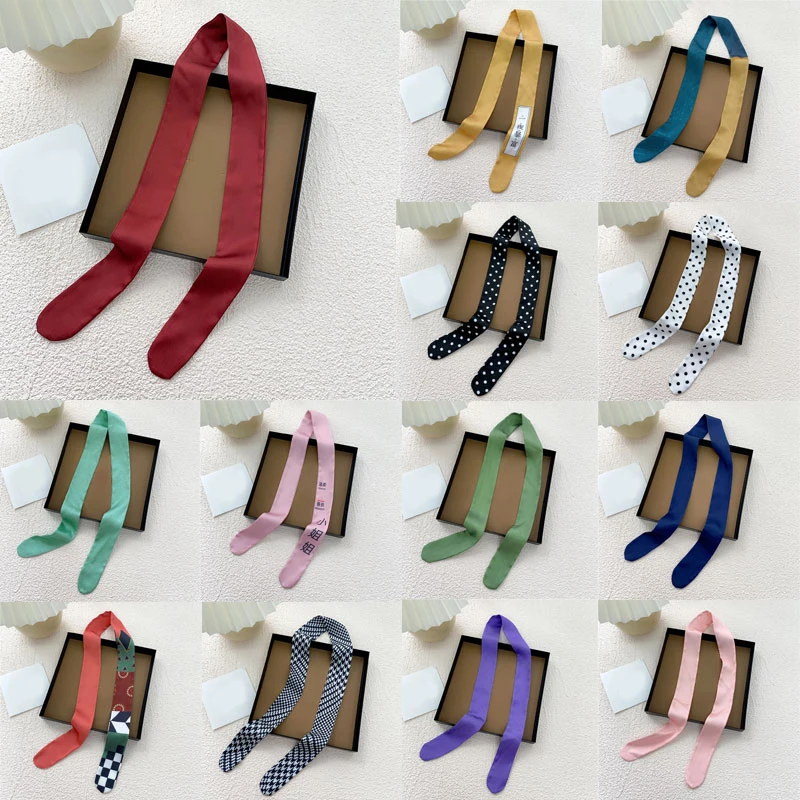 

Women Long Skinny Scarf Solid Color Small Silk Scarf 4*88cm Double-sided Neck Scarves Elegant Hats Bag Strap Band Neckerchiefs