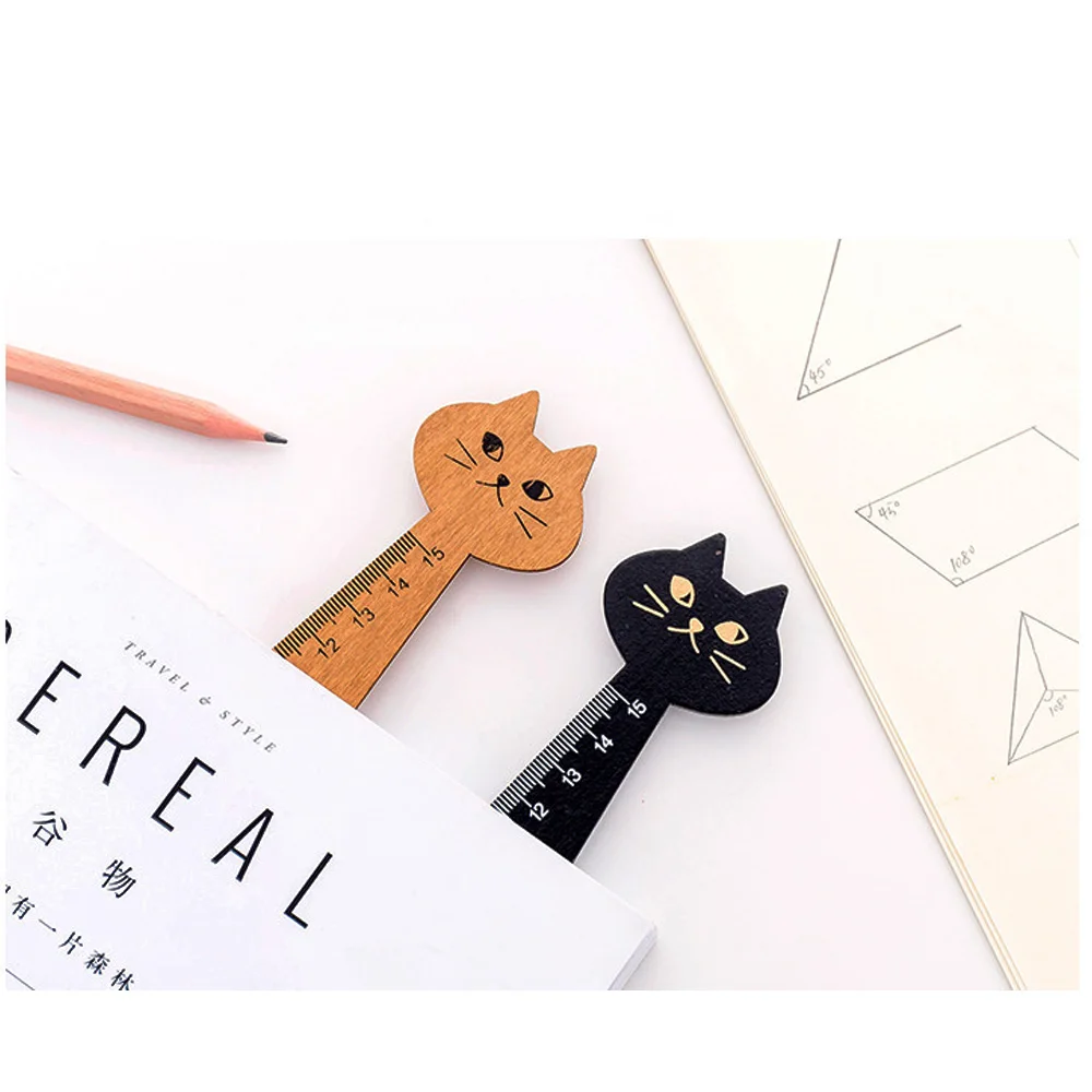 1 шт. Кошки Стиль Деревянная линейка Kawaii измерительные канцелярские инструменты мультипликационный рисунок подарок Офисные принадлежности приз