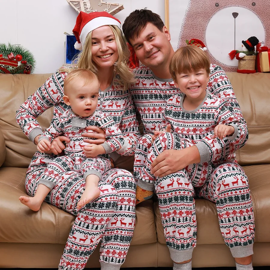 

Christmas Family Matching Pajamas Mother Father Kids Set Christmas Tree Printed Cotton Long Sleeve Autumn Winter Sleepwear