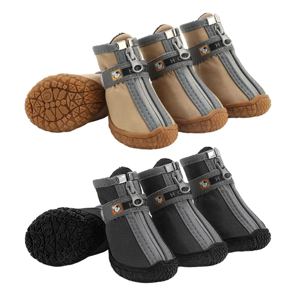 

Dog Boots - Non-Slip Pet Dog Shoes Waterproof Dog Booties With Reflective Rugged TPR Sole Dog Shoes For Small Medium Dogs 4Pcs