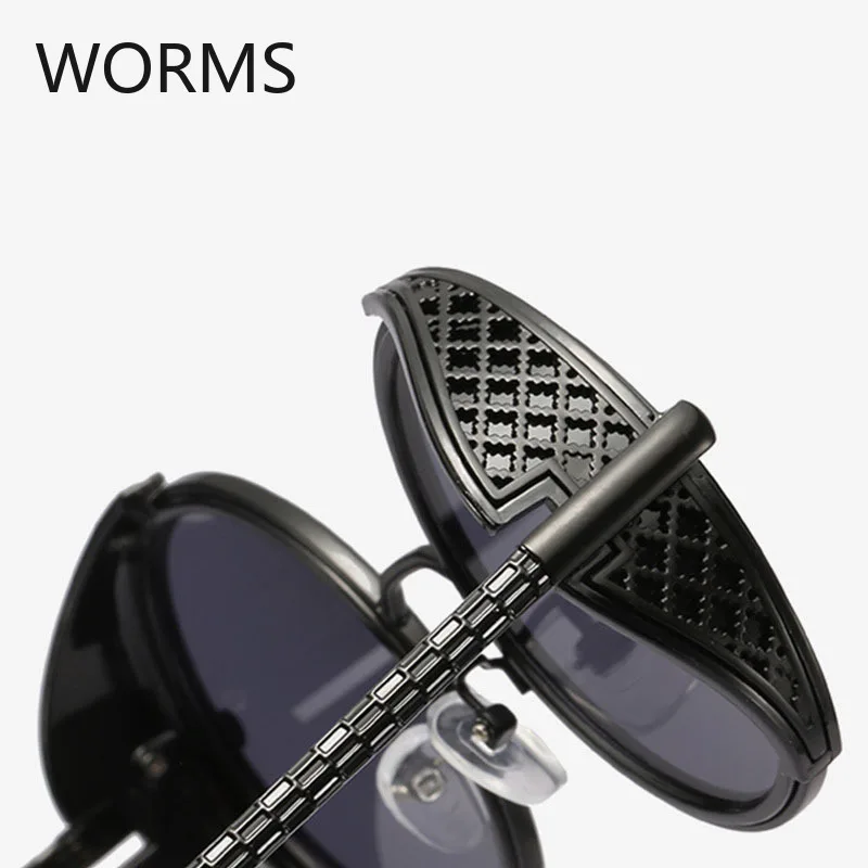

New style of Steampunk windproof sunglasses, round colorful pieces, sunglasses, men's and women's common grain leg Sunglasses