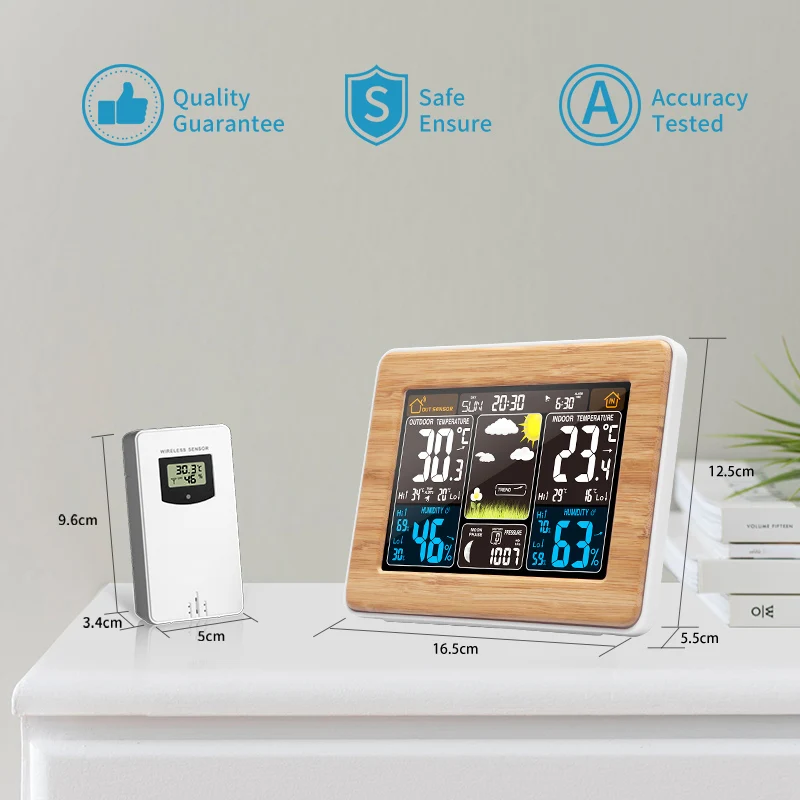 fanju digital weather station alarm clock electronic thermometer hygrometer barometer wireless outdoor sensor home decor fj3365 free global shipping