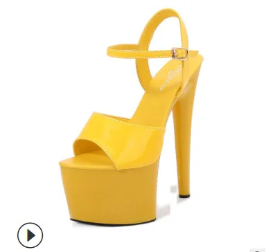 

patent leather sandals, high heels, thin heel, sexy black waterproof platform