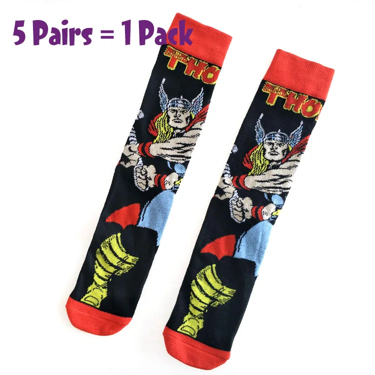 Hawkeye 5 Pairs/Pack Thor Men socks Marvel Comic Heros Anime pattern Ironman Captain America Hulk Hawkeye Man compression cotton Socks - Color: Hawkeye