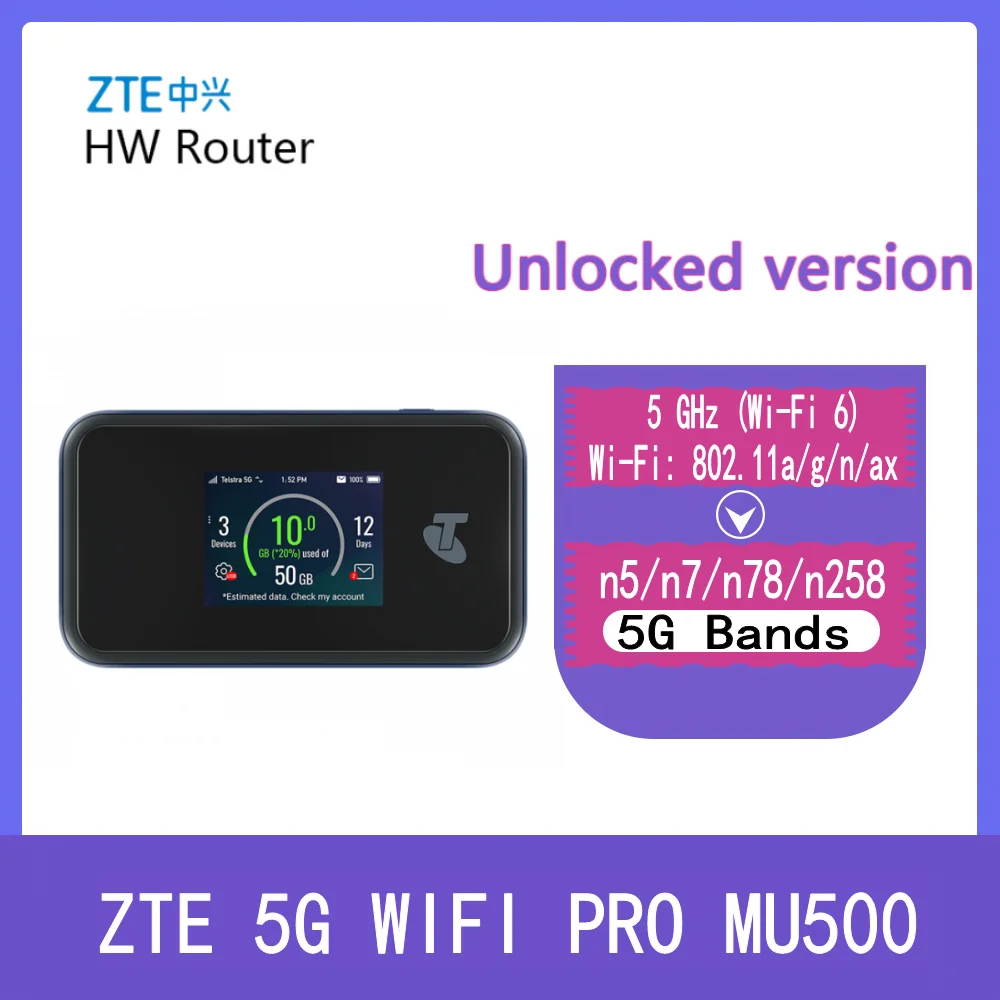 ZTE 5G Wi-Fi PRO MU500 5G мобильного широкополосного доступа 5G полосы n78/n5/n7/ n258 4500 мА/ч, Батарея