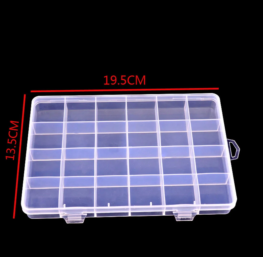 

Plastic 24 Slots Adjustable Jewelry Storage Box Case Craft Organizer Beads Square Transparent Plastic Earring Case Organizer