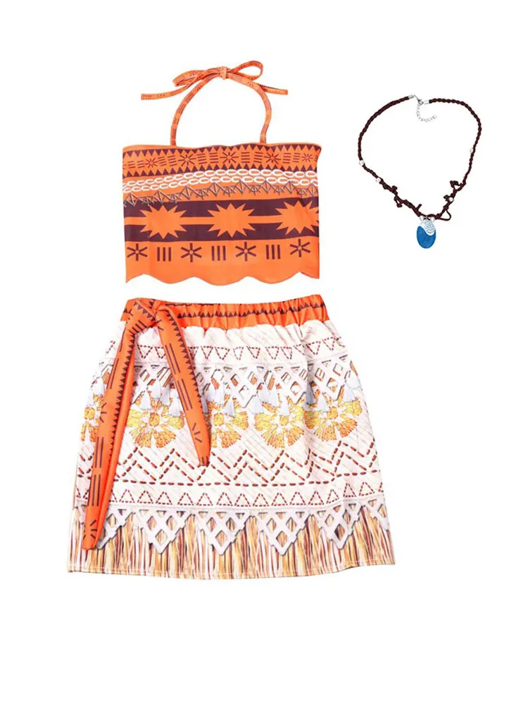 Moana Dress C set INLOVILL Moana Adventure/наряд для девочек; Летнее нарядное платье Vaiana; детская одежда для дня рождения; комплект с платьем принцессы - Цвет: Moana Dress C set