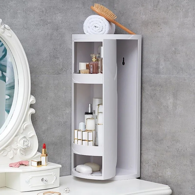 bathroom corner storage 360 degree rotating wall mounted shelf shampoo cosmetics kitchen household bathroom storage accessories free global shipping