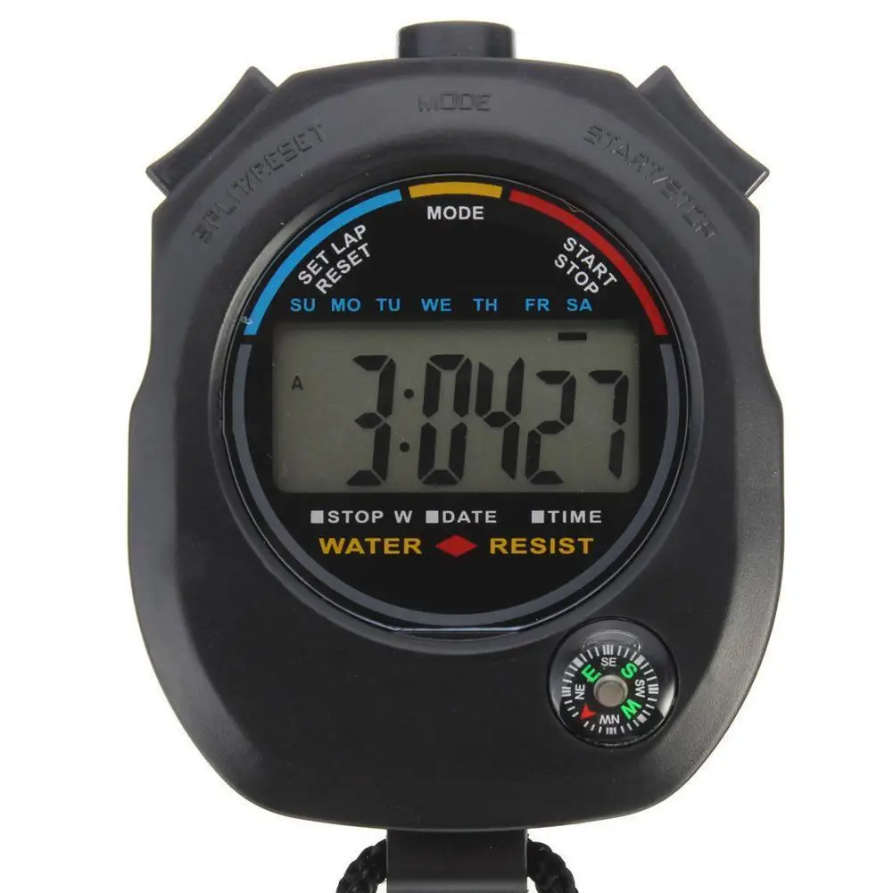 

1pcs Waterproof Digital Professional Handheld LCD Chronograph String Stop Stopwatch With Watch Timer Handheld Sports A9S8