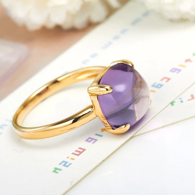 Женское кольцо в форме сердца LSZB из натурального аметиста 18 К чистое золото 2020 |