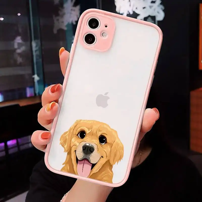 

CARTOON Pug Dog French Bulldog animal Phone Case Pink matte transparent For iPhone 7 8 x xs xr 11 12 pro plus max mini Clear