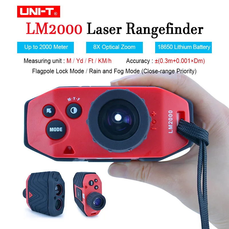 

UNI-T 2000M Telescope Laser Range Finder 8X m/yd/ft Digital Distance Meter Hunting Golf Rangefinder LCD Display Tape Measure