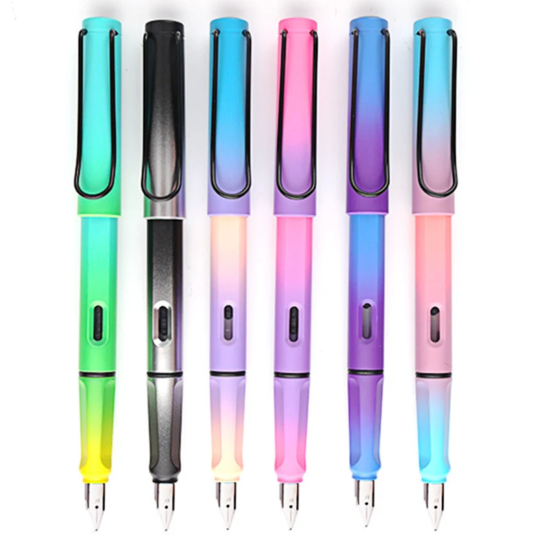 

New Rainbow Gradient Color Fountain Pen 0.5mm Ink Pen for Writing Calligraphy Student Office School Supplies Kawaii Stationary
